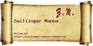 Zwillinger Manna névjegykártya